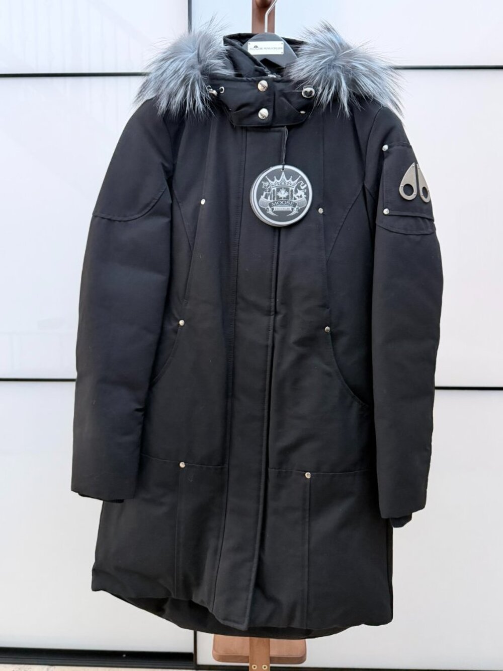 NWT - Moose Knuckles Ibex Valley Fur Down Parka - Blue